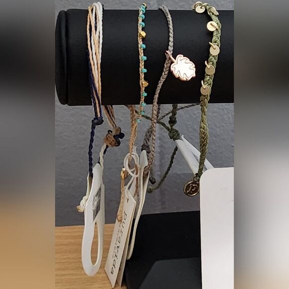 Pura Vida .925 Jewelry Bundle Anklet Bracelets and Rings w Dust Bag Lot #1 9PCS - Picture 4 of 16